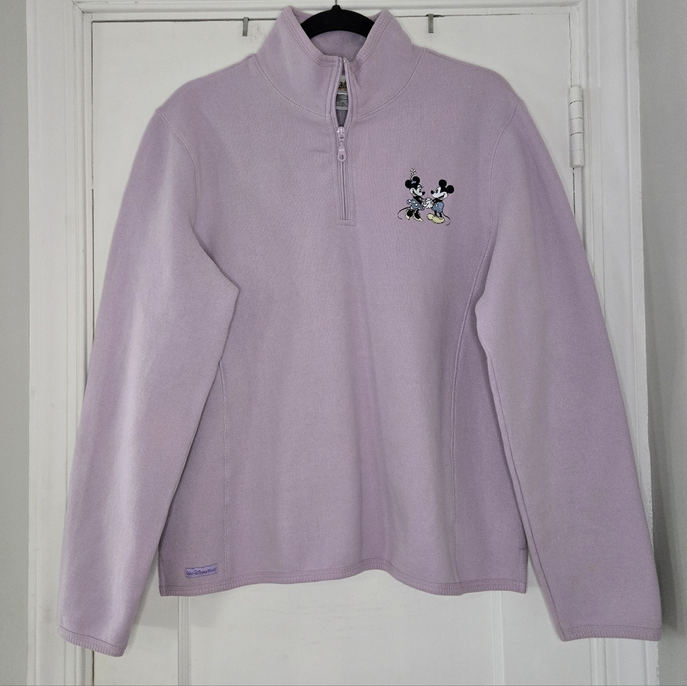 Walt Disney World Lavender Mickey & Minnie Embroidered Half-Zip Sweatshirt